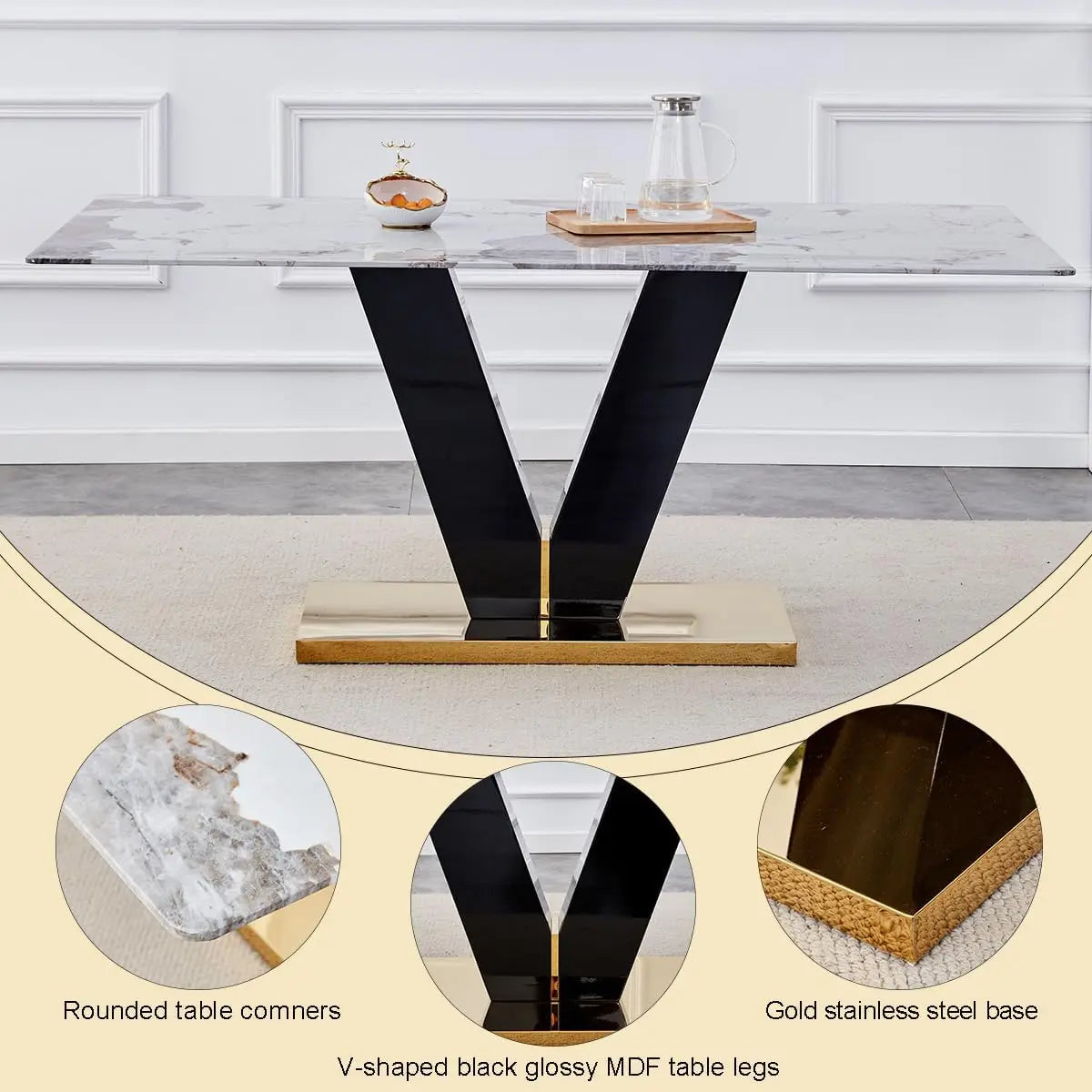 Modern Marble Dining Table Set for 8