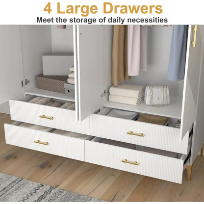 4 Doors and 4 Drawers Twill Closet Storage