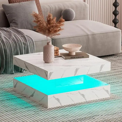 LED Coffee Table with 2 Storage Drawers