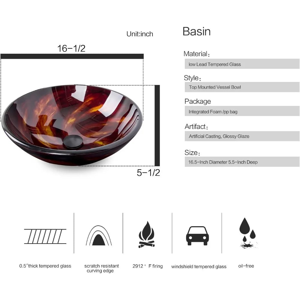Tempered Glass Round Bowl Sink
