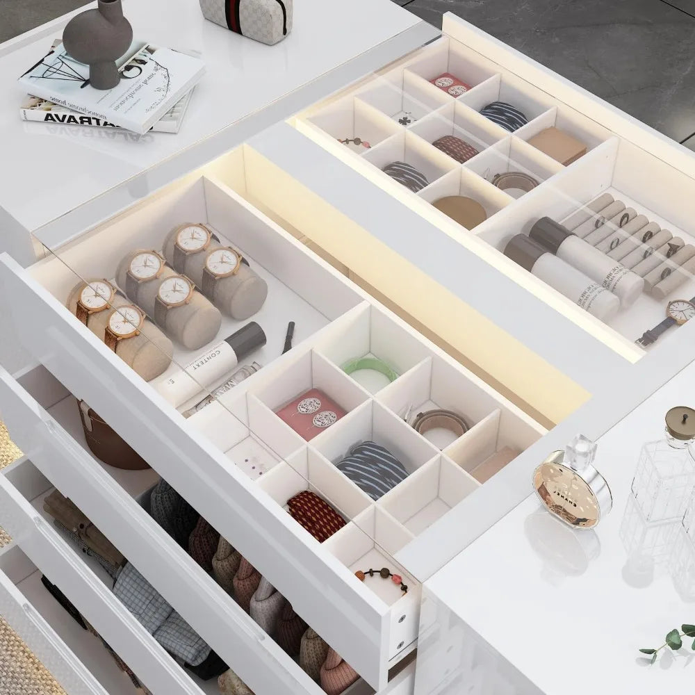 Bedroom Island Storage with LED Light