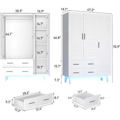 Wardrobe Cabinet with Drawers and Lights