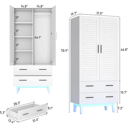 Wardrobe Cabinet with Drawers and Lights