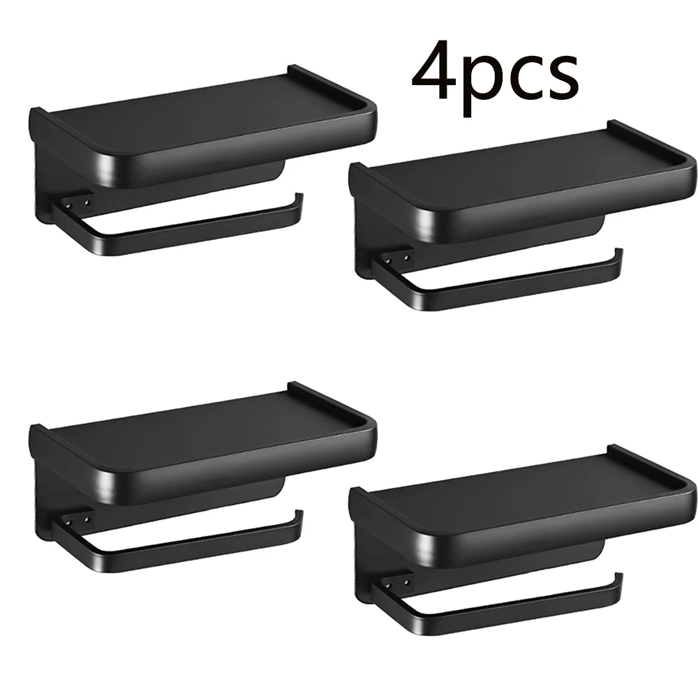 Toilet Paper Holder With Tray And Wall Mounted