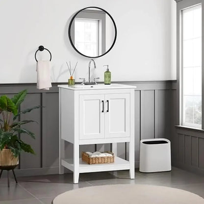 Modern Vanity Cabinet with Ceramic Basin