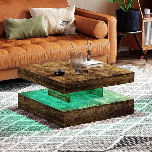 LED Coffee Table with 2 Storage Drawers