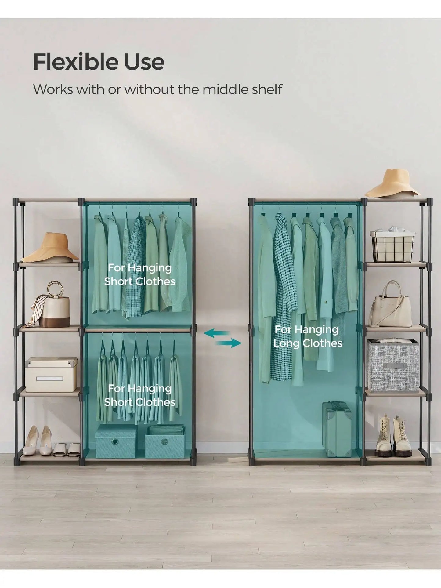 Portable Freestanding Closet Organizer With Shelves