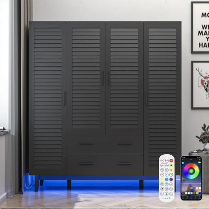 Wardrobe Cabinet with Drawers and Lights