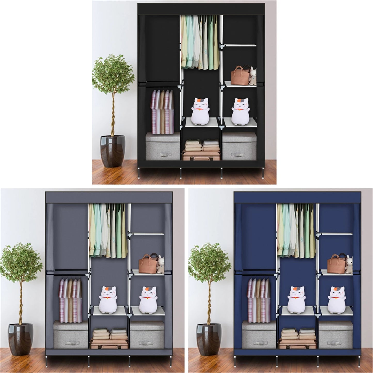 Portable Closet Wardrobe With Clothes Rack