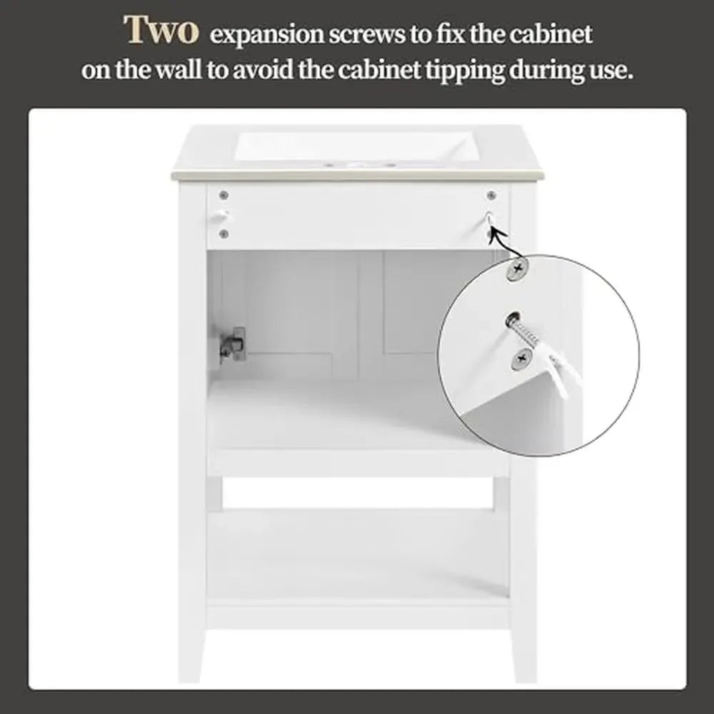 Modern Vanity Cabinet with Ceramic Basin