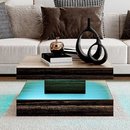 LED Coffee Table with 2 Storage Drawers