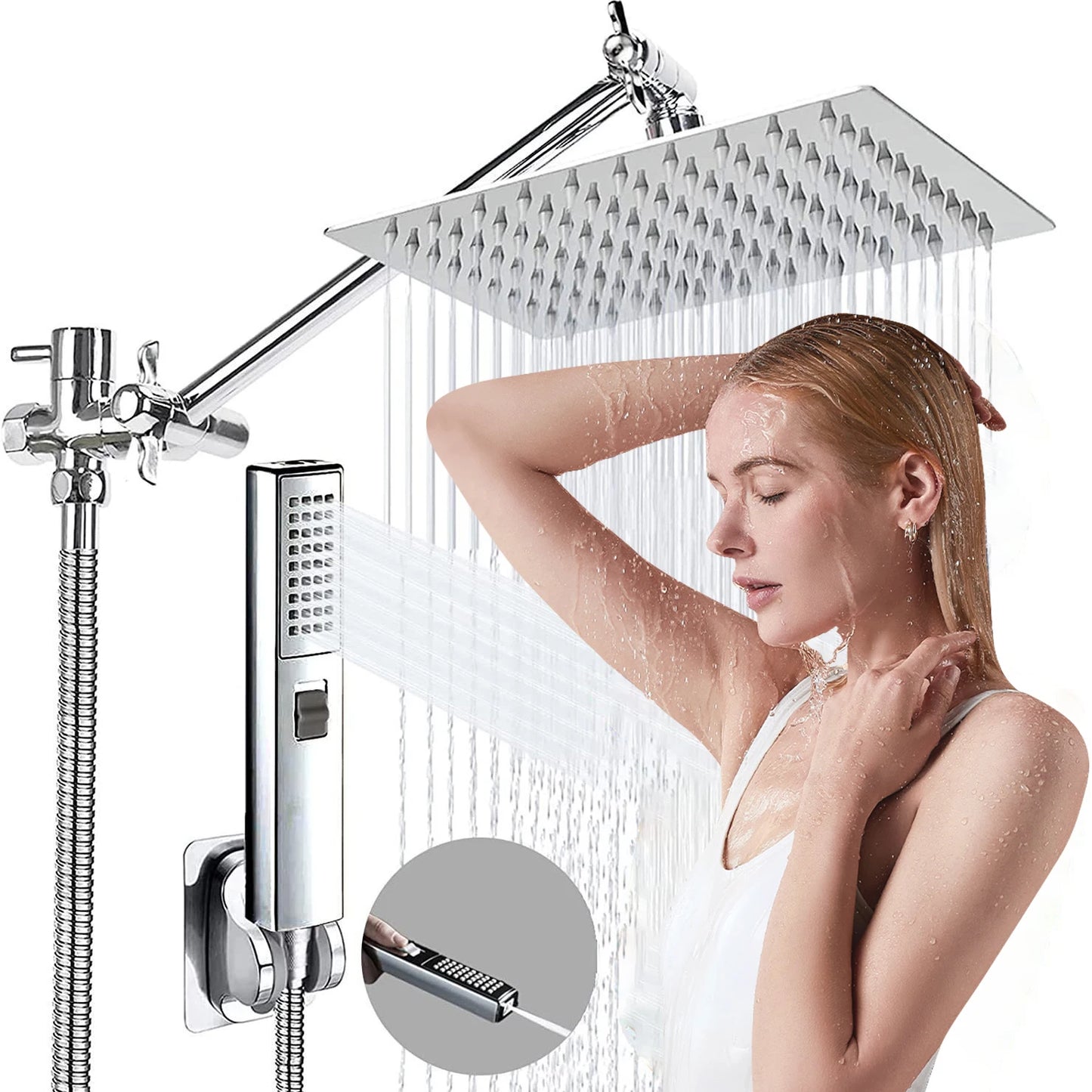 stainless steel pressurized shower with extended lever