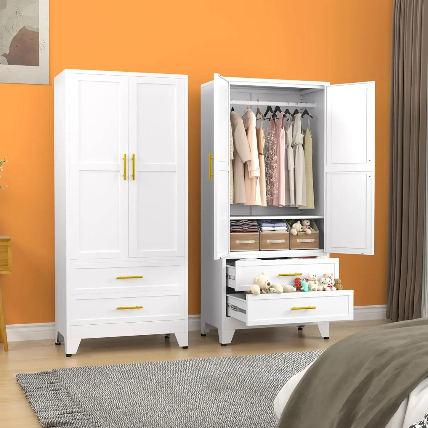 High steel wardrobe and storage cabinet
