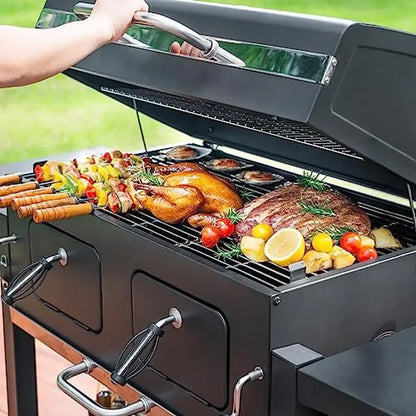 Large Charcoal Grill and Smoker with Adjustable Cooking Area