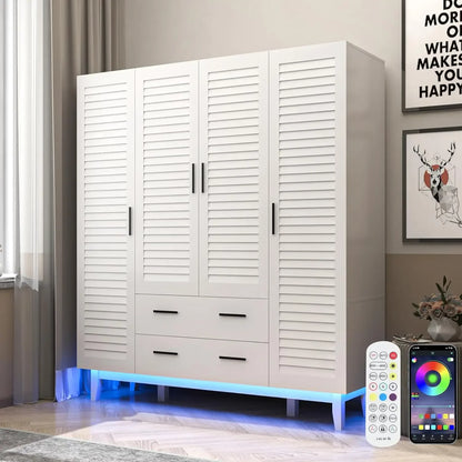 3 Door Armoire Wardrobe Closet With LED Lights