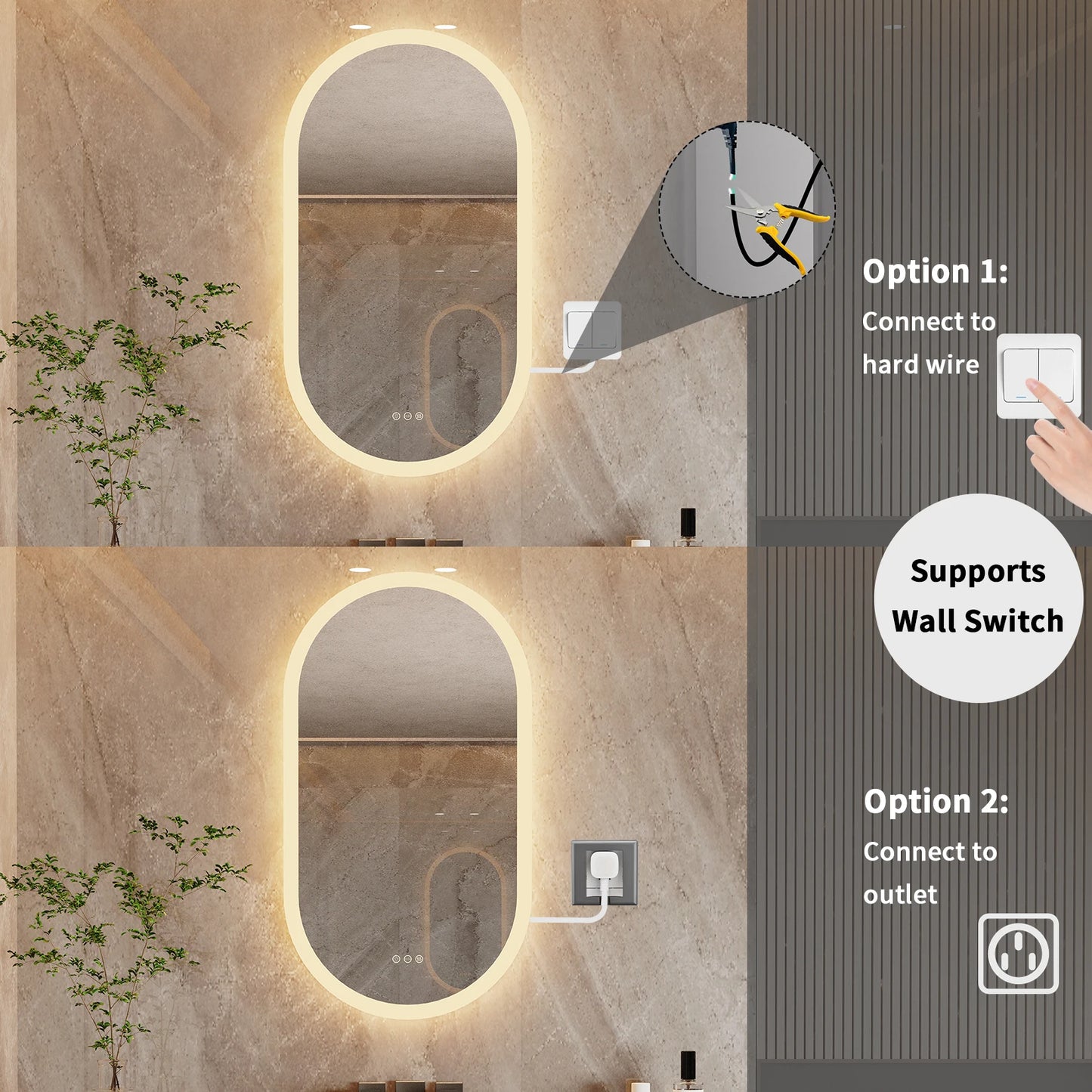 Oval Lighted Vanity Mirror with Anti-Fog