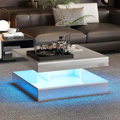 LED Coffee Table with 2 Storage Drawers