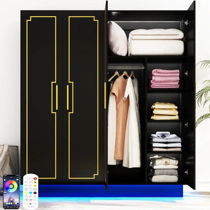 70in 4 Door or 2 Door Wardrobe Closet With LED