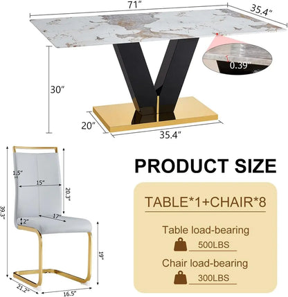 Modern Marble Dining Table Set for 8